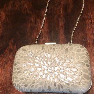 White/Silver crossbody. Used once at a wedding.